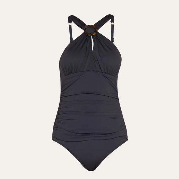 Tommy Bahama Black Perl High Neck One Piece Swimsuit Size 6 - Picture 2 of 7